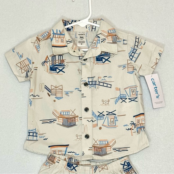 NWT Carter’s Boys Summer Outfit Shirts Shorts Set Size 9m - Picture 2 of 5